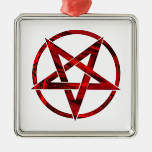 Red Devil Pentagram Metal Tree Decoration