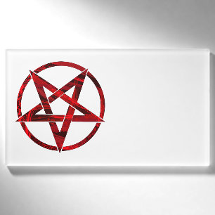 Red Devil Pentagram Name Tag