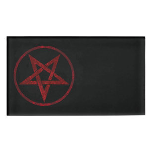 Red Devil Pentagram Name Tag