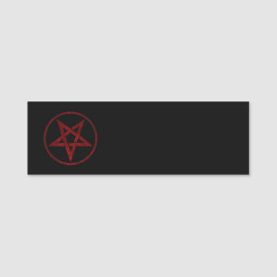Red Devil Pentagram Name Tag