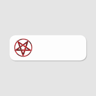 Red Devil Pentagram Name Tag