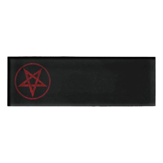 Red Devil Pentagram Name Tag (Front)