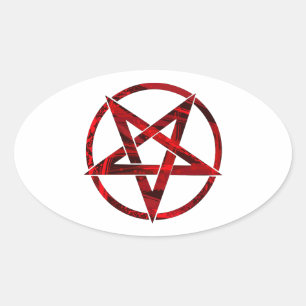 Red Devil Pentagram Oval Sticker