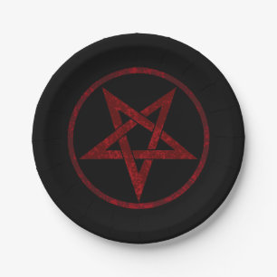 Red Devil Pentagram Paper Plate