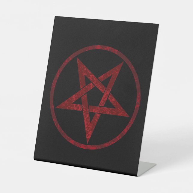 Red Devil Pentagram Pedestal Sign (Front)