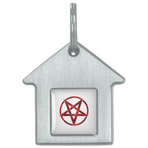 Red Devil Pentagram Pet ID Tag