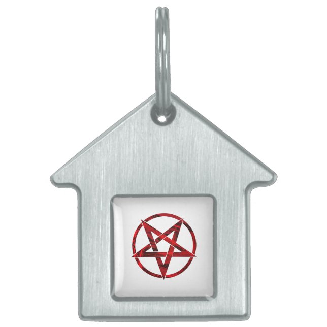 Red Devil Pentagram Pet ID Tag (Front)