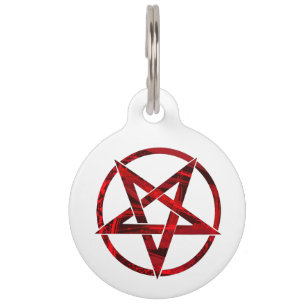 Red Devil Pentagram Pet Tag