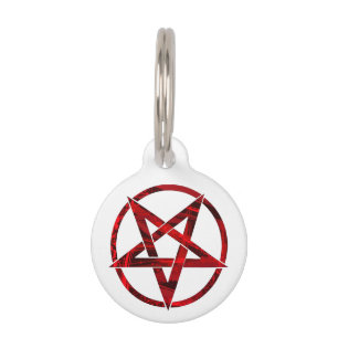 Red Devil Pentagram Pet Tag