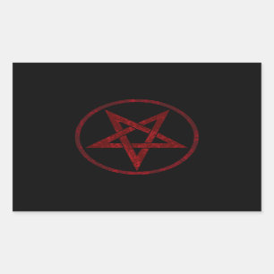 Red Devil Pentagram Rectangular Sticker