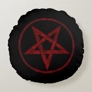 Red Devil Pentagram Round Cushion