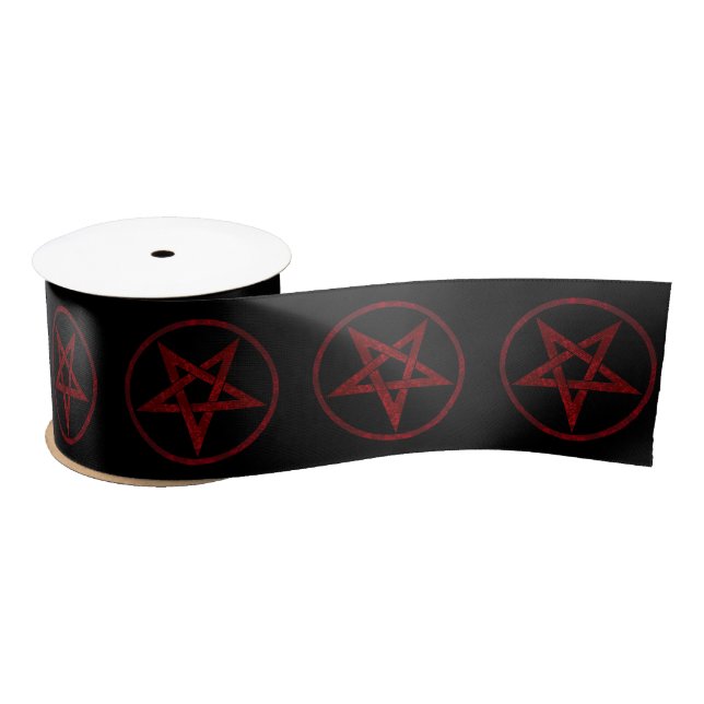 Red Devil Pentagram Satin Ribbon (Spool)