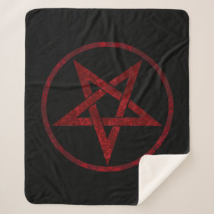 Red Devil Pentagram Sherpa Blanket