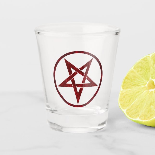 Red Devil Pentagram Shot Glass (Front)