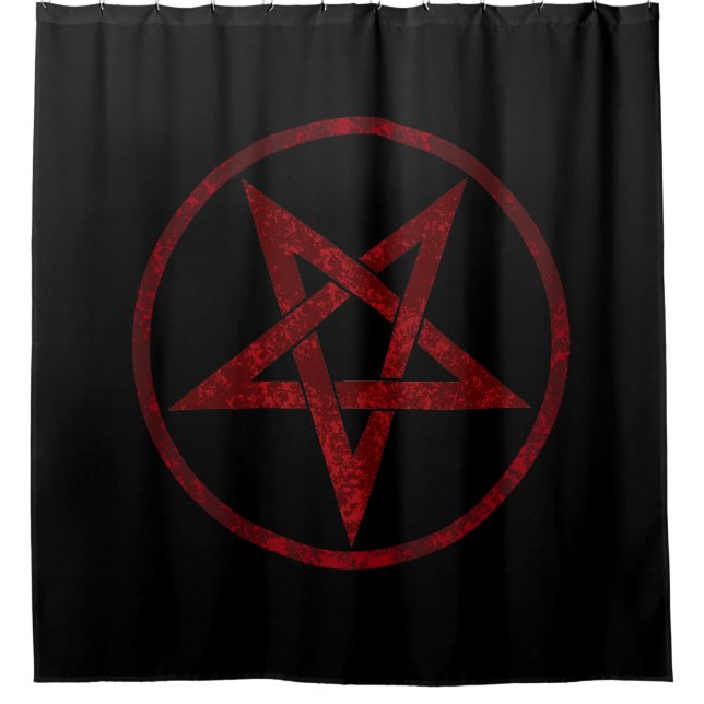 Red Devil Pentagram Shower Curtain (Front)