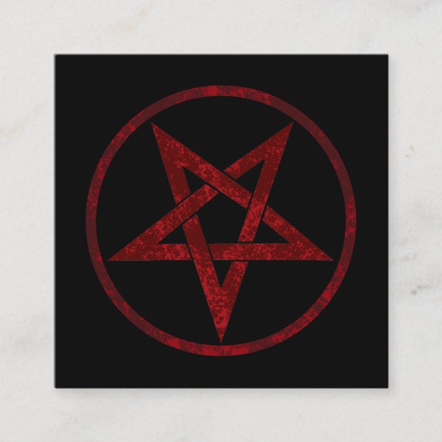 Red Devil Pentagram Square Business Card (Front)