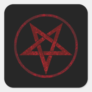 Red Devil Pentagram Square Sticker