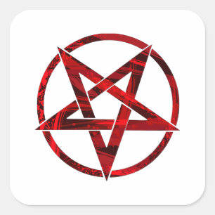 Red Devil Pentagram Square Sticker