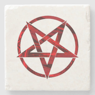 Red Devil Pentagram Stone Coaster
