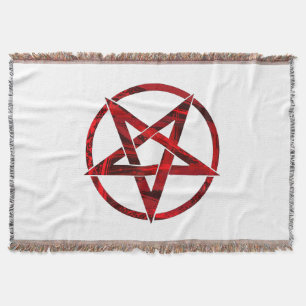 Red Devil Pentagram Throw Blanket