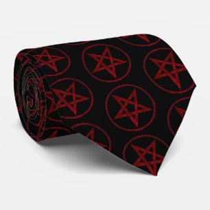 Red Devil Pentagram Tie
