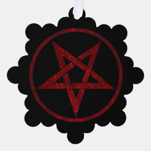 Red Devil Pentagram Tree Decoration Card