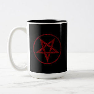 Red Devil Pentagram Two-Tone Coffee Mug
