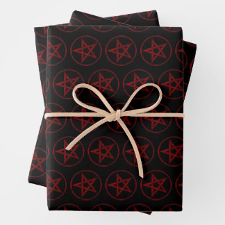 Red Devil Pentagram Wrapping Paper Sheet