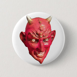 Red Devil Satan Demon Hell Horns 6 Cm Round Badge