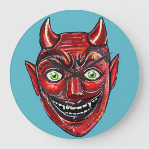 Red Devil Vintage Halloweenies  Large Clock