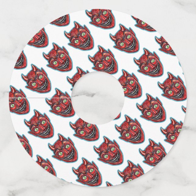Red Devil Vintage Halloweenies  Wine Glass Tag (Front)