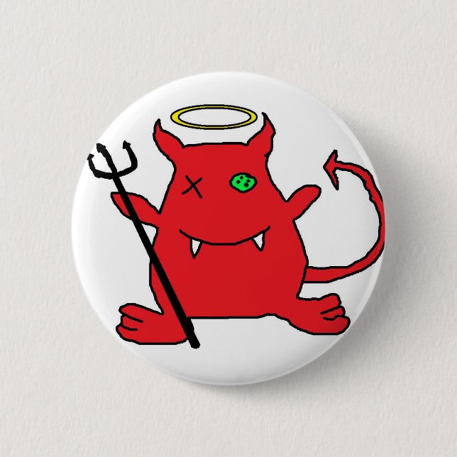 Red Devil (with Angel's crown) 6 Cm Round Badge (Front)