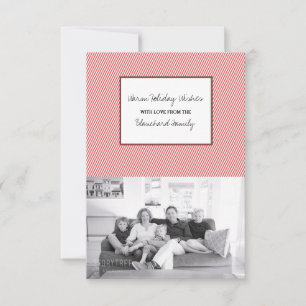 Red Diagonal Festive Stripes Holiday Photo Invitation