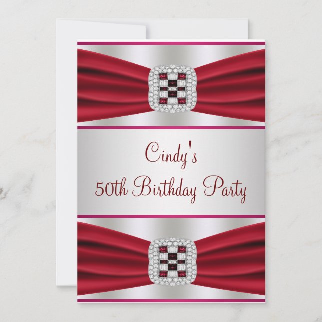 Red Diamond 50th Birthday Invitation (Front)