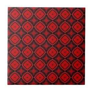Red diamond black contrast geometric art holiday  tile