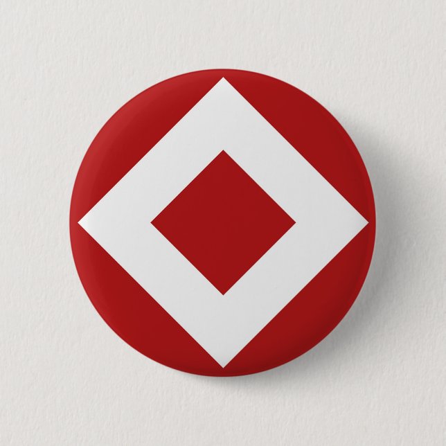 Red Diamond, Bold White Border 6 Cm Round Badge (Front)