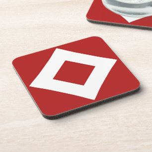 Red Diamond, Bold White Border Coaster