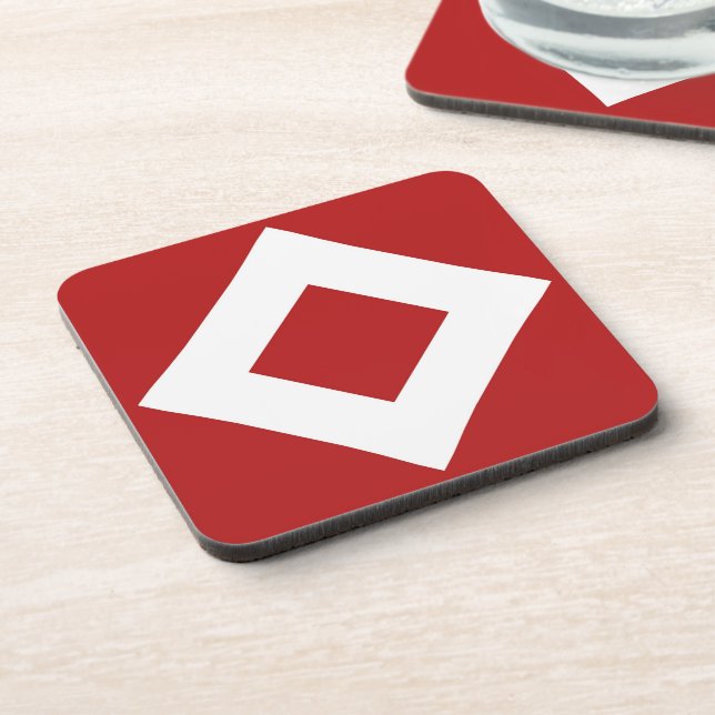 Red Diamond, Bold White Border Coaster (Left Side)