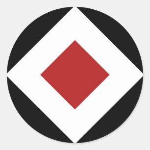 Red Diamond, Bold White Border on Black Classic Round Sticker