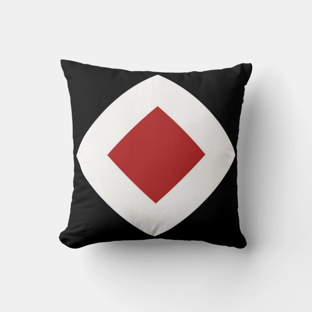 Red Diamond, Bold White Border on Black Cushion (Front)