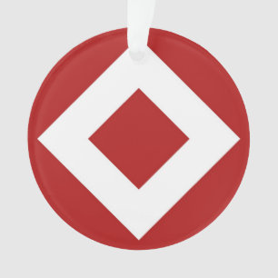 Red Diamond, Bold White Border Ornament