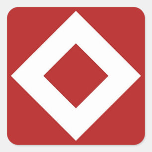 Red Diamond, Bold White Border Square Sticker