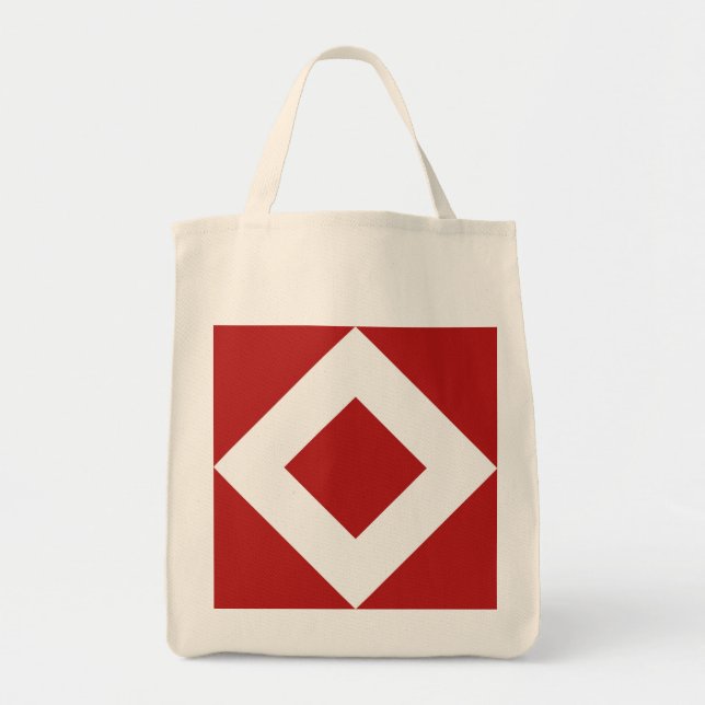 Red Diamond, Bold White Border Tote Bag (Front)