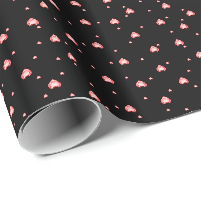 Red Diamond Hearts Seamless Pattern Wrapping Paper (Roll Corner)