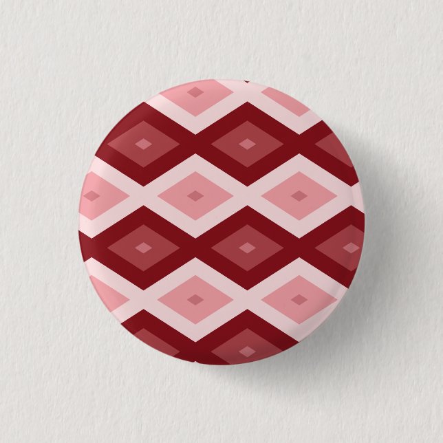 Red diamond pattern 3 cm round badge (Front)