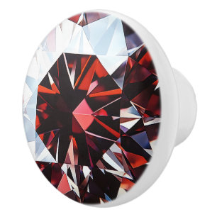 Red Diamond Pattern Ceramic Knob