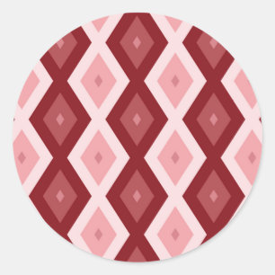 Red diamond pattern classic round sticker