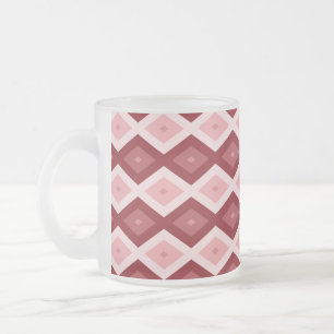 Red diamond pattern frosted glass coffee mug