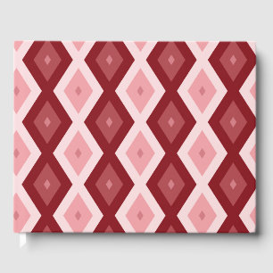 Red diamond pattern guest book
