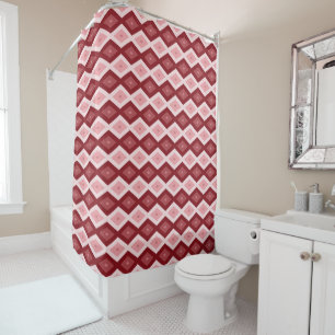 Red diamond pattern shower curtain